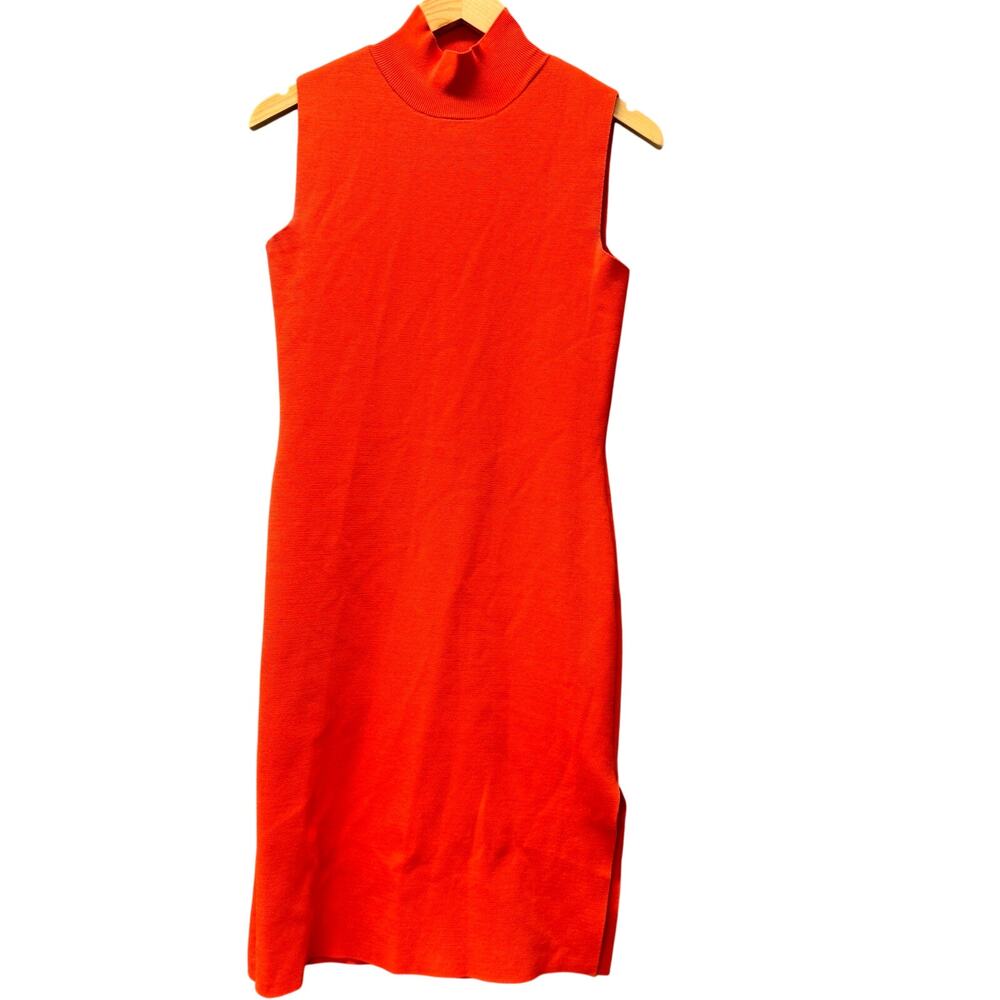 House of Harlow Bodycon Dress Sleeveless Midi Orange-Red Stretch Womens Medium